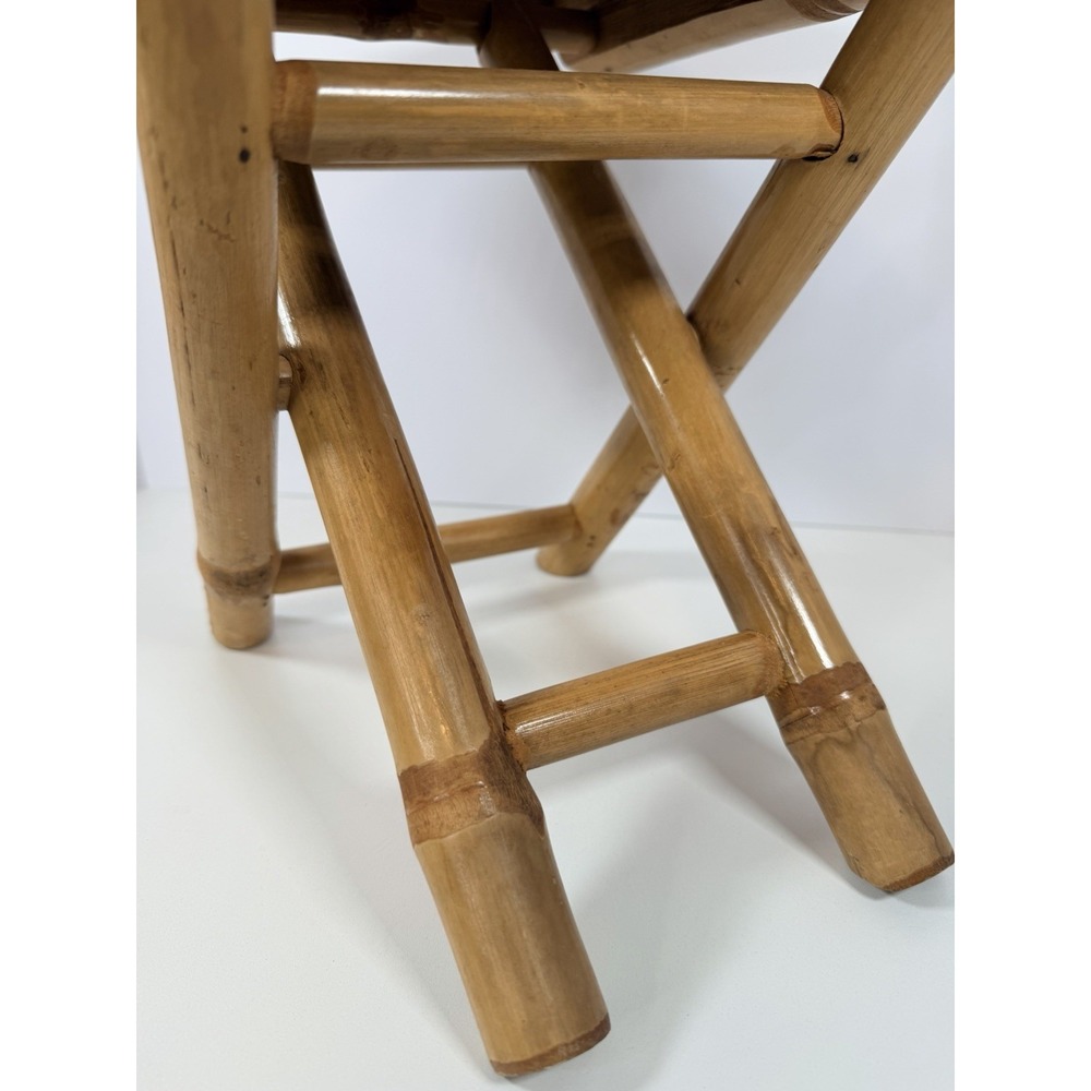 Bamboo Rattan Folding Plant Stand Table Riser 11.5" Cottage Core Decor - Picture 6 of 10